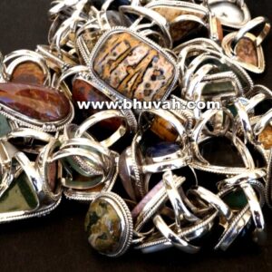 mix natural stone gemstone cabochon 925 sterling silver designer ring